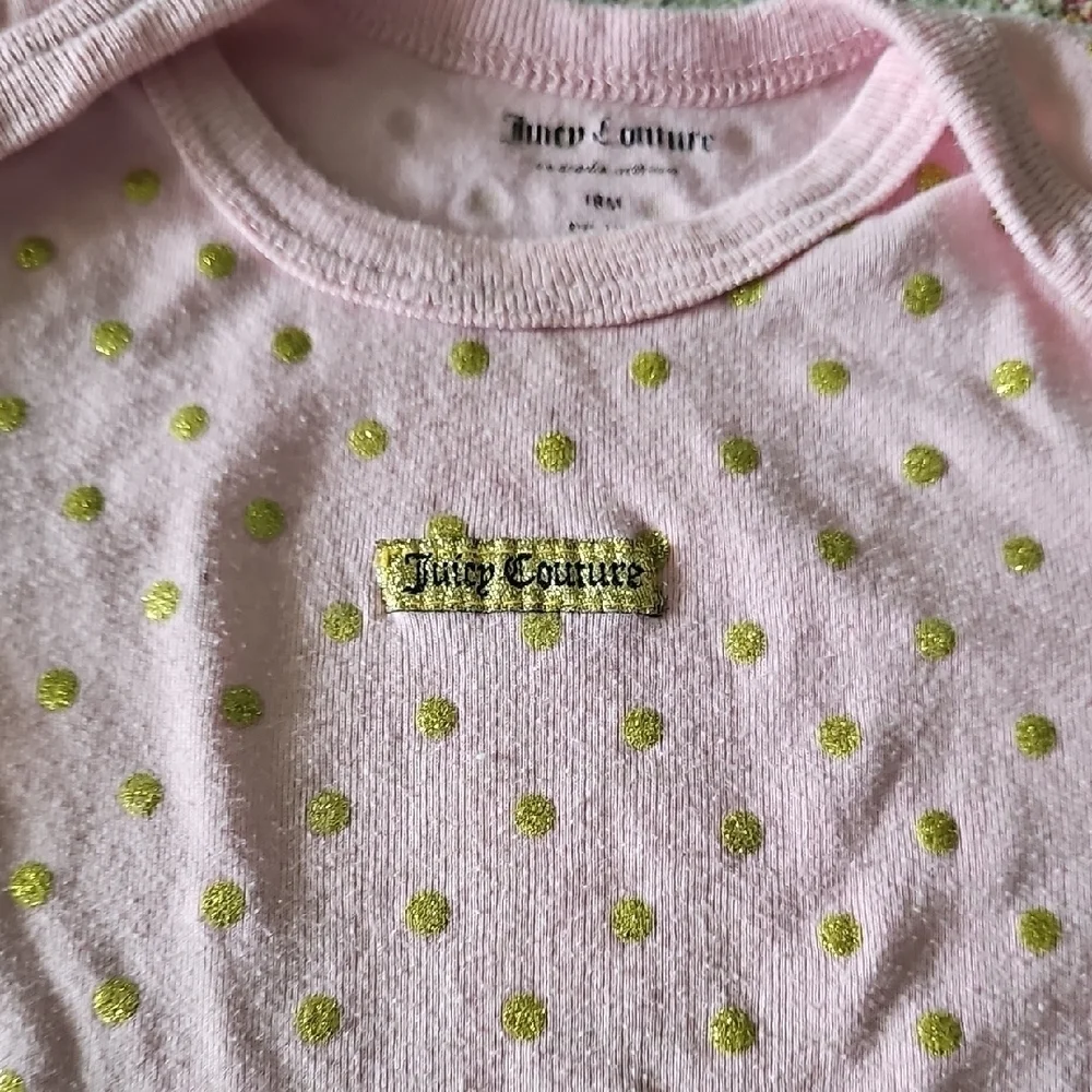 Juicy Couture Pink and Gold Bodysuit with Polka Dots